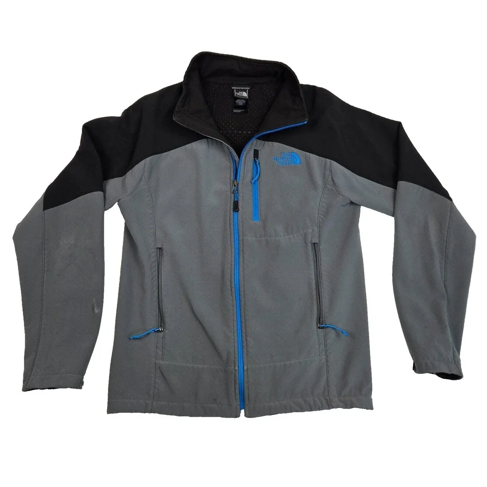 The North Face Gray Black Blue Liner Full Zip Softrock‎ Jacket Size Small